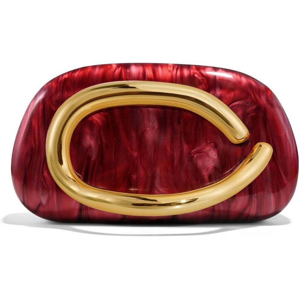Women's Red PU leather Acrylic Magnetic Buckle High Quality Trendy Clutch